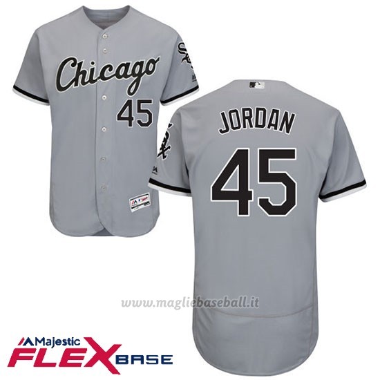 Maglia Baseball Uomo Chicago White Sox Michael Jordan 45 Majestic Autentico Collezione Grigio Flex Base
